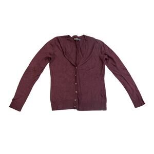 7th Avenue Burgundy Cardigan Sweater Size Medium Garnett Buttons Fall Holiday